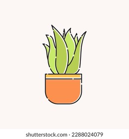 diseño de ilustración de icono de planta en maceta. icono de planta verde.