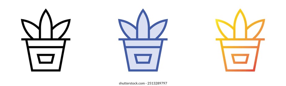potted plant icon. Linear, Blue Fill and Gradient Style Design Isolated On White Background