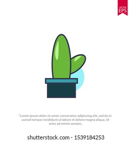 Potted plant icon on white background. Vector template illustration
