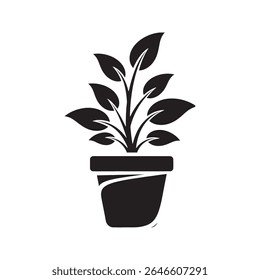Potted plant icon representing natural growth and gardening for a fresh home decoration a symbol of new life and environmental conservation vector solid glyph icon