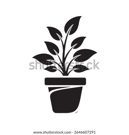 Potted plant icon representing natural growth and gardening for a fresh home decoration a symbol of new life and environmental conservation vector solid glyph icon