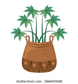 potted plant leaves foliage decoration interior vector illustration vector illustration