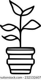 Potted plant with leaves line icon. linear style sign for mobile sign, symbol, vector, art