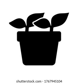 Potted plant with leaves vector icon or logo isolated sign symbol vector illustration - high quality black style vector icons
