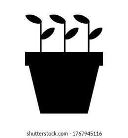 Plantas potentadas con hojas icono vector o logotipo símbolo de signo aislado ilustración vectorial - iconos vectoriales de estilo negro de alta calidad
