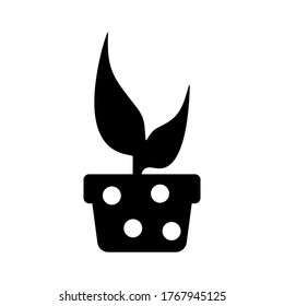 Potted plant with leaves vector icon or logo isolated sign symbol vector illustration - high quality black style vector icons
