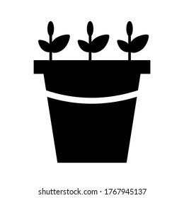 Potted plant with leaves vector icon or logo isolated sign symbol vector illustration - high quality black style vector icons
