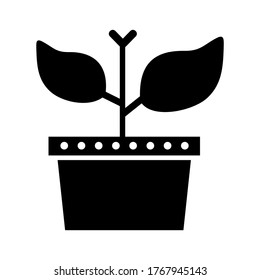 Potted plant with leaves vector icon or logo isolated sign symbol vector illustration - high quality black style vector icons
