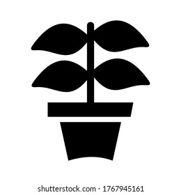 Potted plant with leaves vector icon or logo isolated sign symbol vector illustration - high quality black style vector icons
