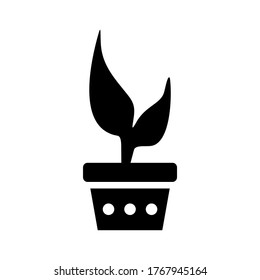 Potted plant with leaves vector icon or logo isolated sign symbol vector illustration - high quality black style vector icons
