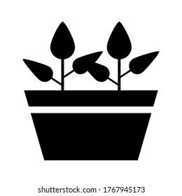 Potted plant with leaves vector icon or logo isolated sign symbol vector illustration - high quality black style vector icons
