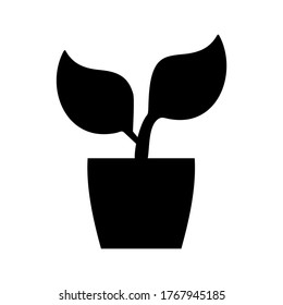 Potted plant with leaves vector icon or logo isolated sign symbol vector illustration - high quality black style vector icons
