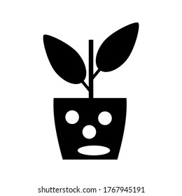 Potted plant with leaves vector icon or logo isolated sign symbol vector illustration - high quality black style vector icons
