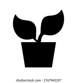 Potted plant with leaves vector icon or logo isolated sign symbol vector illustration - high quality black style vector icons
