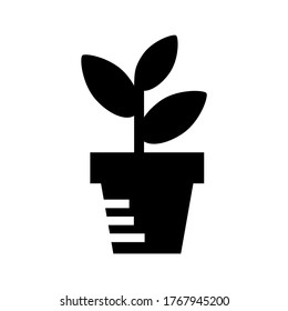 Topfpflanze mit Blättern, Vektorsymbol oder Logo einzeln auf Zeichen, Vektorgrafik - hochwertige Vektorsymbole in schwarzem Stil
