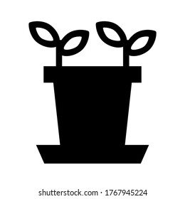 Potted plant with leaves vector icon or logo isolated sign symbol vector illustration - high quality black style vector icons
