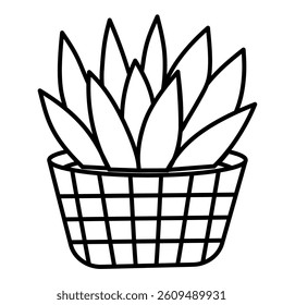 Potted plant line art vector icon for apps and websites