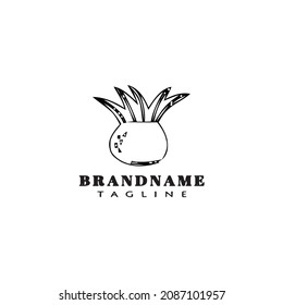potted plant logo cartoon design icon template black modern isolated vector illustration