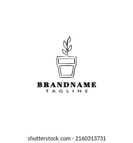 potted plant logo cartoon design icon template black modern isolated vector illustration