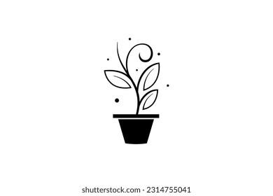 potted plant logo design template