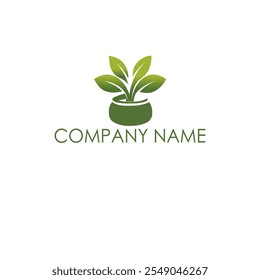 Potted Plant Logo
 A simple and clean logo featuring a potted plant with four leaves. The pot is green, and the leaves are a gradient of green, symbolizing growth and nature.