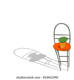 a potted plant is on the chair