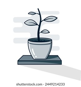 Planta en maceta en un estante, Vector.