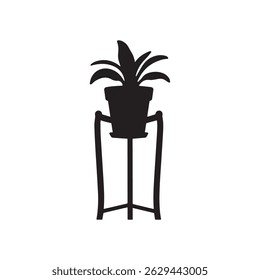 Potted Plant on Stand Silhouette