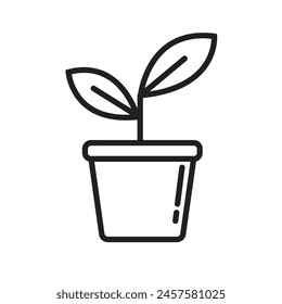 Potted plant outline icon. linear style sign for mobile concept and web design. Plant in pot simple line vector icon. Symbol, logo illustration.