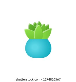 Potted plant in pot. Vector. Indoor flower in flat design isolated on white background. Animated houseplant. Cartoon colorful illustration.