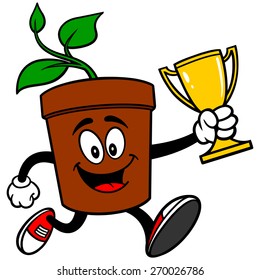 Potted Plant Running with Trophy