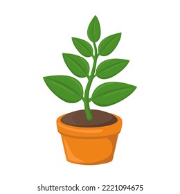 Potted Plant Sign Emoji Icon Illustration. Decoration Vector Symbol Emoticon Design Clip Art Sign Comic Style.