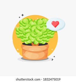 Potted plant vector design with a sign of love