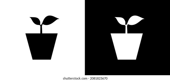 Potted Plant Vector Icon. Potted plant icon in trendy flat style. Potted plant icon image, Potted plant icon illustration isolated on white and black background