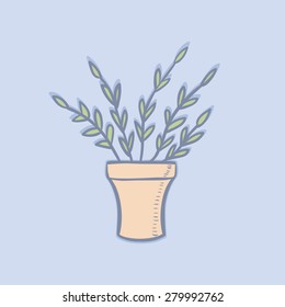 Potted plant. Vector illustration. 