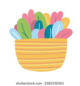 Potted plant vector illustration. Cute colorful plant in clay pot isolated on a white background. Happy plant for stickers
