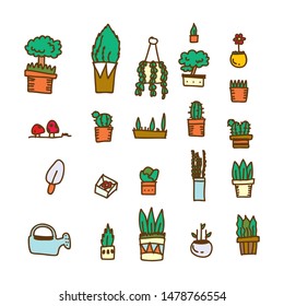 potted plant vector illustration doodle symbol set