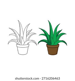 Una Ilustración vectorial de planta en maceta con una planta verde simple y saludable en una maceta decorativa. Estilo plano minimalista y moderno, perfecto para la decoración del hogar, diseños de jardinería, App, Sitios web, materiales educativos y obras de arte digitales.