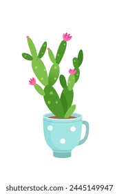 Ilustración vectorial vegetal en maceta. Suculento en maceta de flores. Planta doméstica. Casa interior cubierta y maceta de la oficina. Flor verde para la decoración del hogar. Paisajismo.