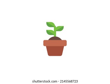 Potted Plant Vector Isolated Emoticon. Potted Plant Icon