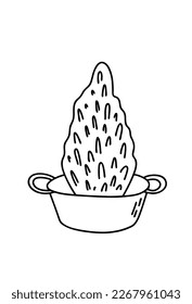 Potted plant. Vector outline illustration.