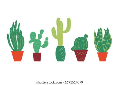 Potted plants collection. House plants. Hand drawn vector art. Set of  vector house indoor plant