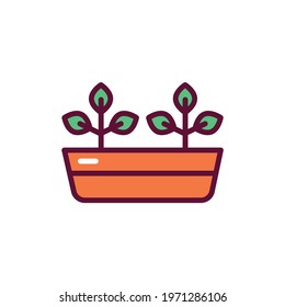 Potted plants color line icon. Isolated vector element. Outline pictogram for web page, mobile app, promo