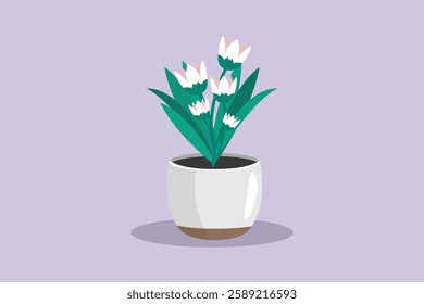 Potted plants  concept. Colored flat vector illustration isolated.	
