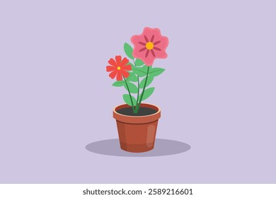 Potted plants  concept. Colored flat vector illustration isolated.	