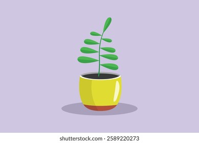Potted plants  concept. Colored flat vector illustration isolated.	