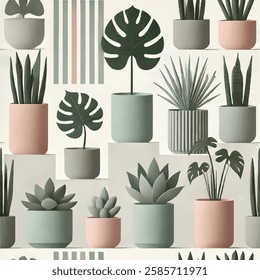 Potted Plants Design Decor in Vector
