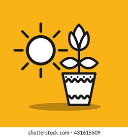 Potted plants. Flower in a pot.  Vector icon.