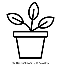 Ilustración vectorial de la línea de icono Plantas Potadas