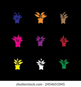 potted plants icon logo vector